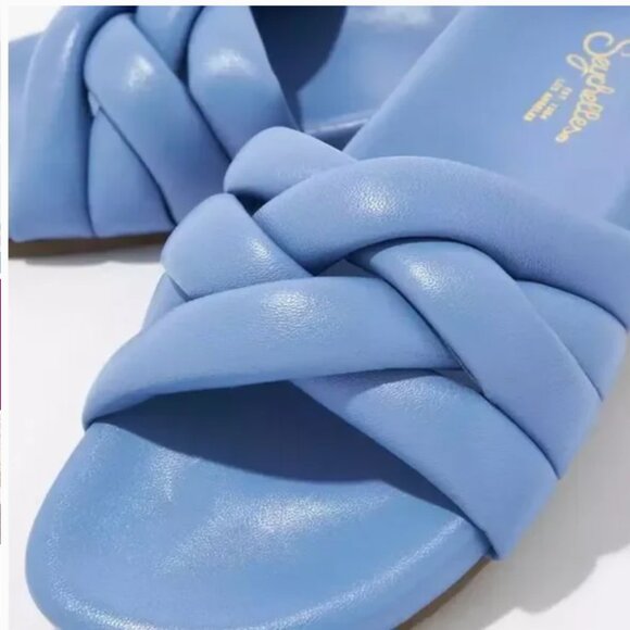 Seychelles X Her ALS Story Low Key Glow Up Leather Slide Sandal Blue Women's 9 - Picture 2 of 13